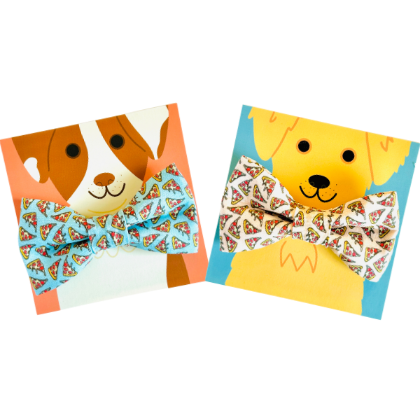 Pepperoni Pizza in Pink & Blue Bow Tie